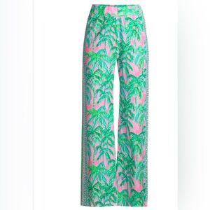 Lilly Pulitzer Pink and Green Palm Print Pants